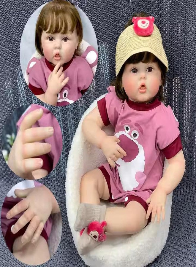 TOYDXXA Reborn Baby Dolls Girl, 22 inch Lifelike Realistic Reborn Doll, Silicone Vinyl Reborn Baby Girl Doll with Long Hair,Ideal Gift for Special Occasions (Multi-Colour) - Image 4